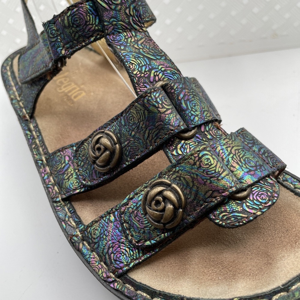 Alegria By PG Lite Kleo Women's Sandal 6 Black Snake Leather Slingback Shoes - Picture 9 of 14